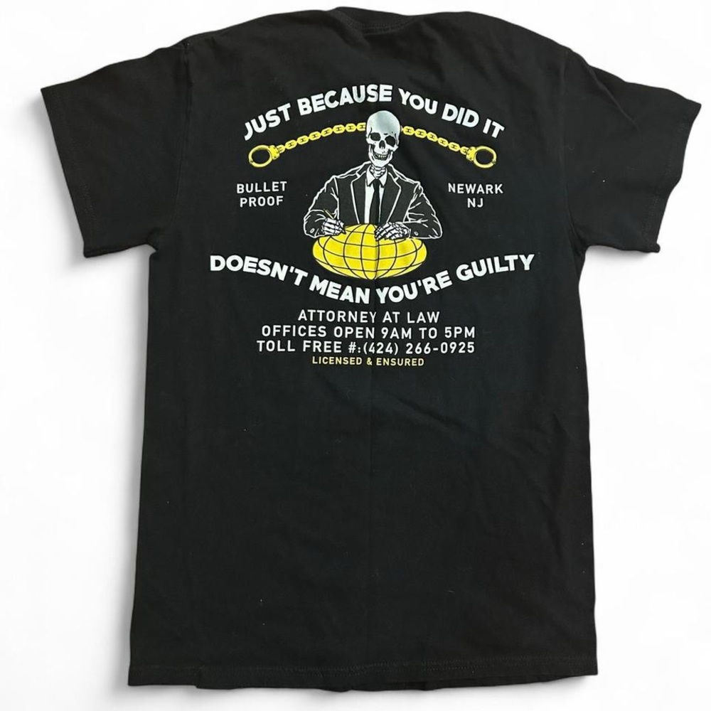 Streetwear Black 925 Skull Advertising T-shirt - Small
